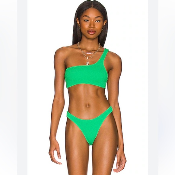 Good American Always Fits One Shoulder Bikini Top in Summer Green - Picture 1 of 11